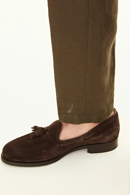 Regular Fit High Waist Linen Trousers