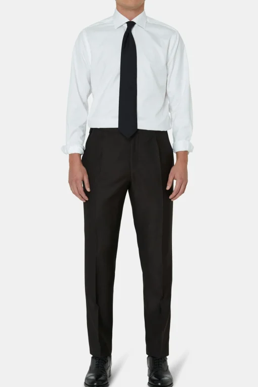 Regular Fit High Waist Microstructure Trousers