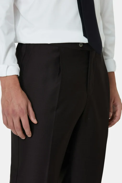 Regular Fit High Waist Microstructure Trousers
