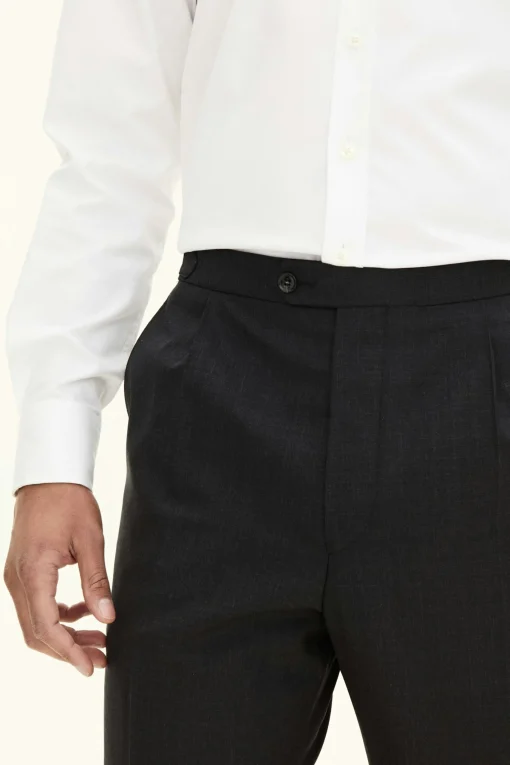 Regular Fit High Waist Microstructure Trousers