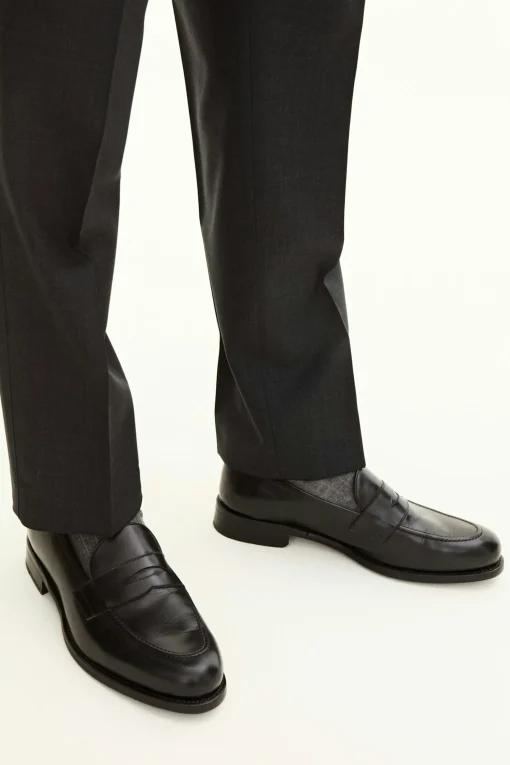 Regular Fit High Waist Microstructure Trousers