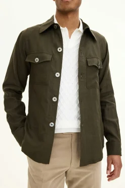 Regular Fit Linen Overshirt