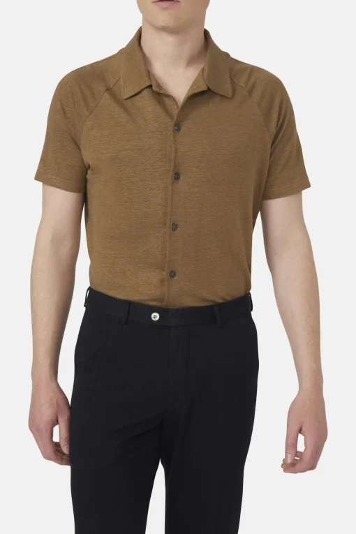 Regular Fit Stretch Linen Poloshirt