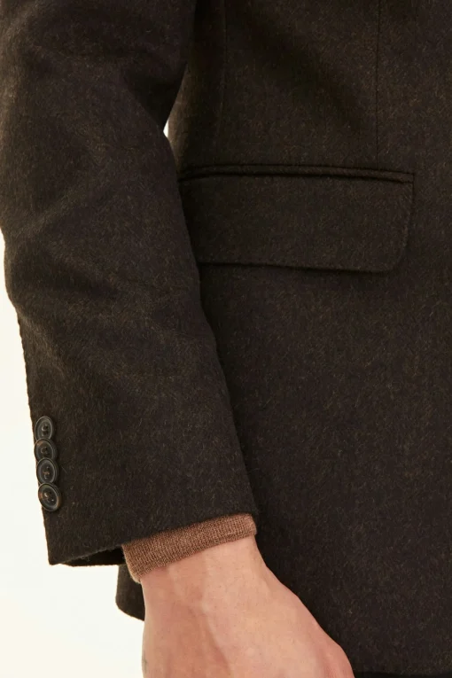 Regular Fit Tweed Herringone Blazer