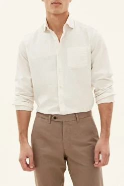 Regular Fit Wide Spread Collar Twill Shirt