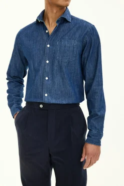 Regular Fit Wide Spread Collar Denim Shirt