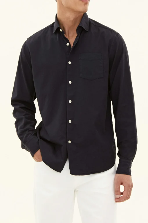 Regular Fit Wide Spread Collar Twill Shirt