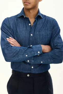 Regular Fit Wide Spread Collar Denim Shirt