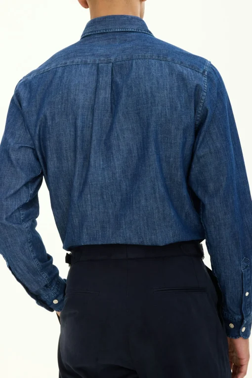 Regular Fit Wide Spread Collar Denim Shirt