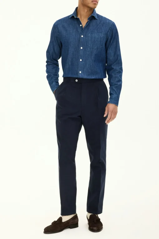 Regular Fit Wide Spread Collar Denim Shirt