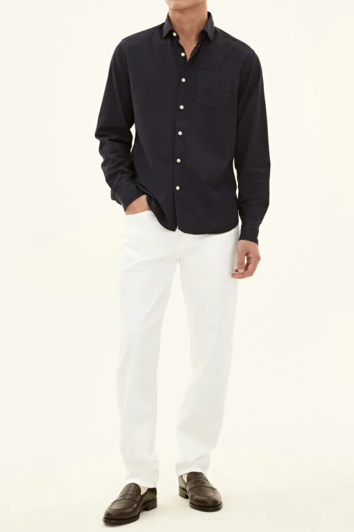 Regular Fit Wide Spread Collar Twill Shirt