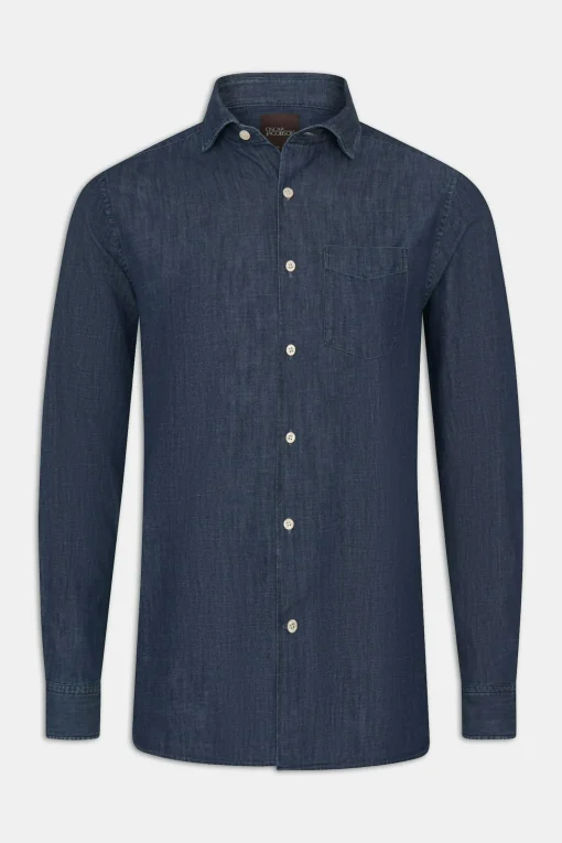 Regular Fit Wide Spread Collar Denim Shirt