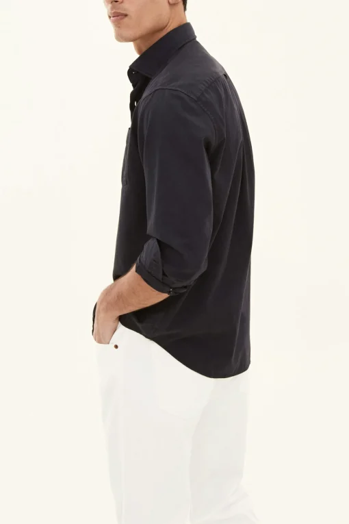 Regular Fit Wide Spread Collar Twill Shirt