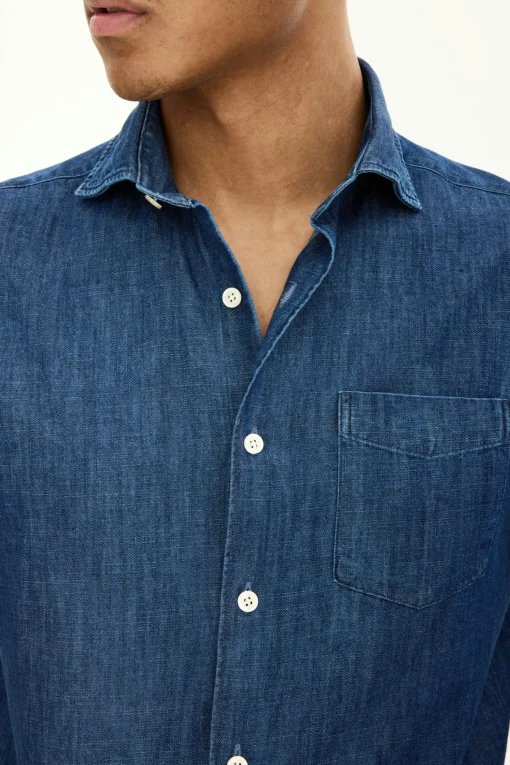 Regular Fit Wide Spread Collar Denim Shirt