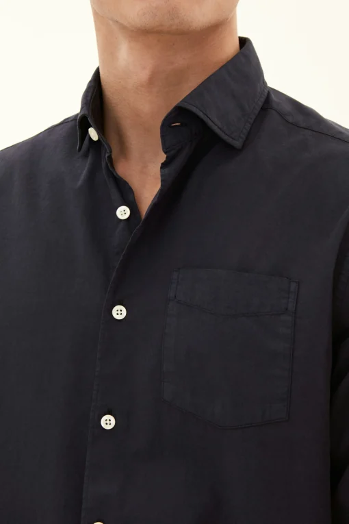 Regular Fit Wide Spread Collar Twill Shirt