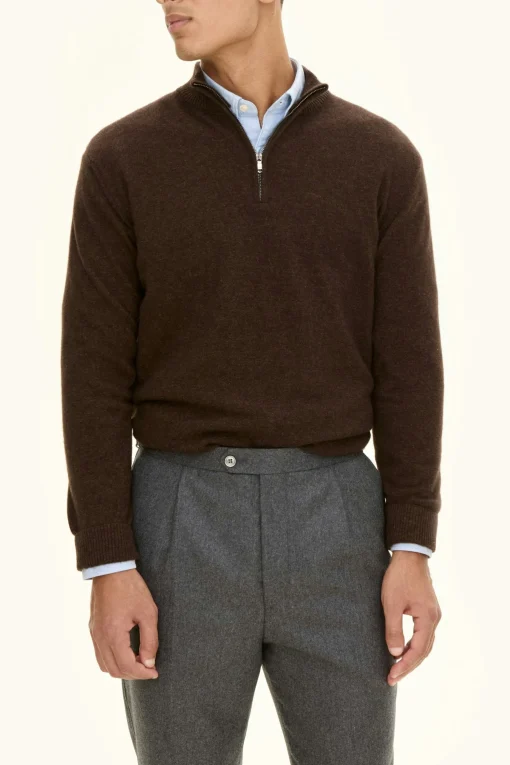 Regular Fit Wool Blend Half Zip Sweater