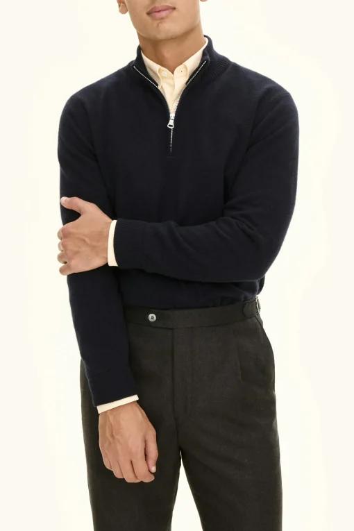 Regular Fit Wool Blend Half Zip Sweater