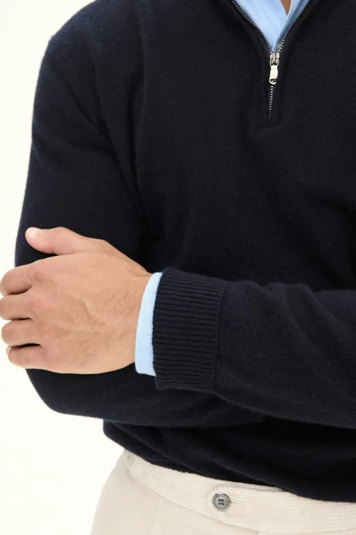 Regular Fit Wool Blend Half Zip Sweater