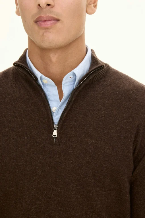 Regular Fit Wool Blend Half Zip Sweater