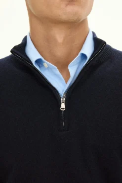 Regular Fit Wool Blend Half Zip Sweater