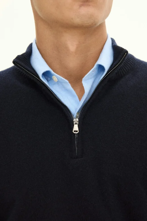 Regular Fit Wool Blend Half Zip Sweater