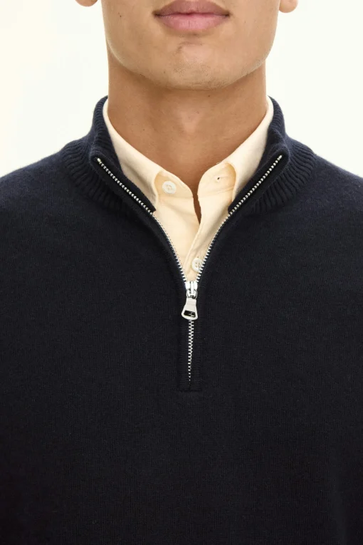 Regular Fit Wool Blend Half Zip Sweater
