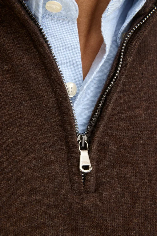 Regular Fit Wool Blend Half Zip Sweater