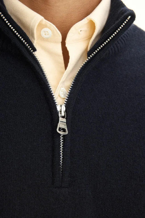 Regular Fit Wool Blend Half Zip Sweater