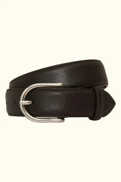 Round Buckle Saffiano Belt