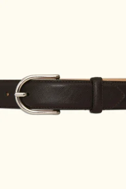 Round Buckle Saffiano Belt