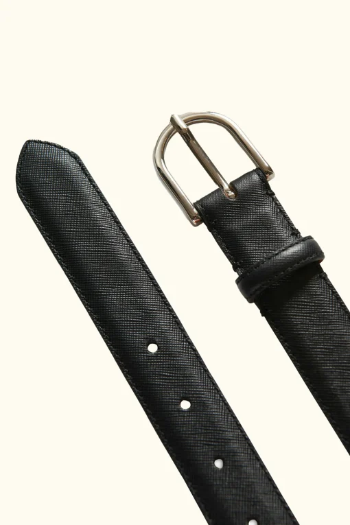 Round Buckle Saffiano Belt
