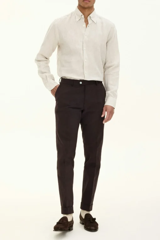 Slim Fit Brushed Wool Trousers