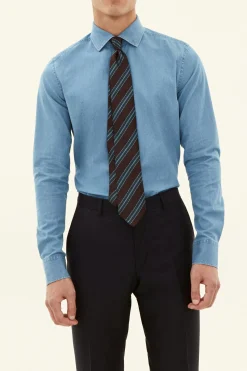 Slim Fit Cut Away Denim Shirt