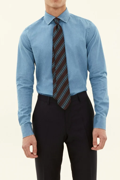 Slim Fit Cut Away Denim Shirt