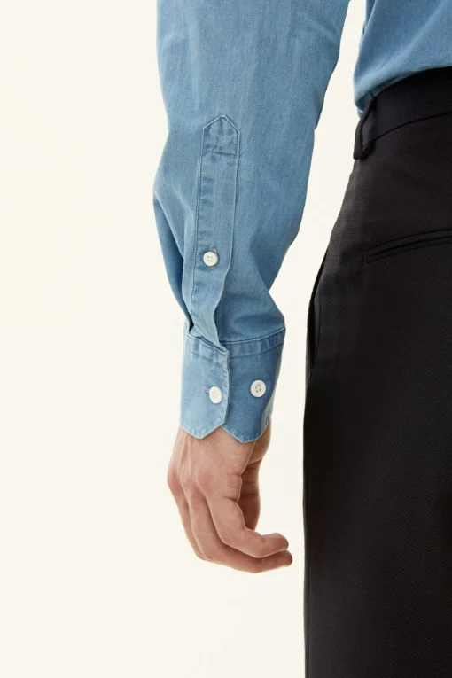 Slim Fit Cut Away Denim Shirt