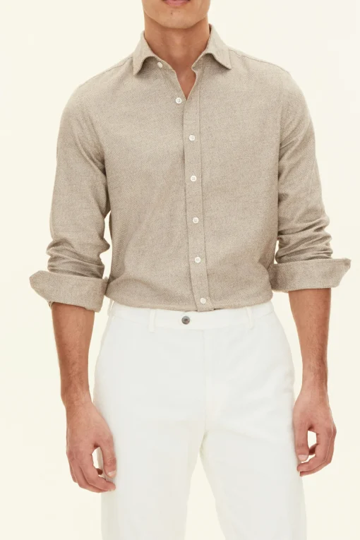 Slim Fit Cut Away Poplin Stripe Shirt