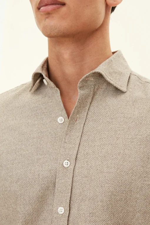 Slim Fit Cut Away Poplin Stripe Shirt