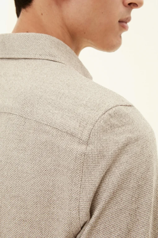 Slim Fit Cut Away Poplin Stripe Shirt