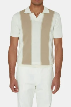 Slim Fit Striped Knit Poloshirt