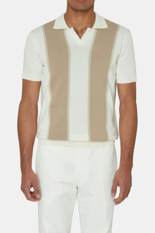 Slim Fit Striped Knit Poloshirt