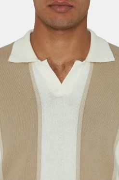 Slim Fit Striped Knit Poloshirt