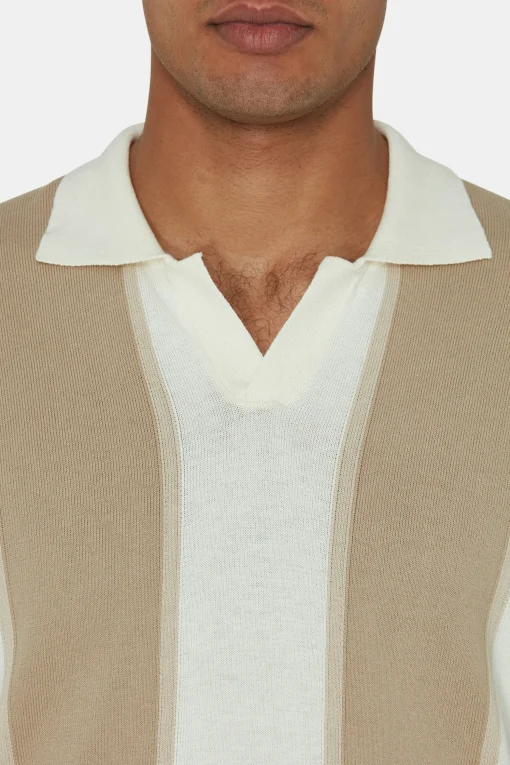 Slim Fit Striped Knit Poloshirt