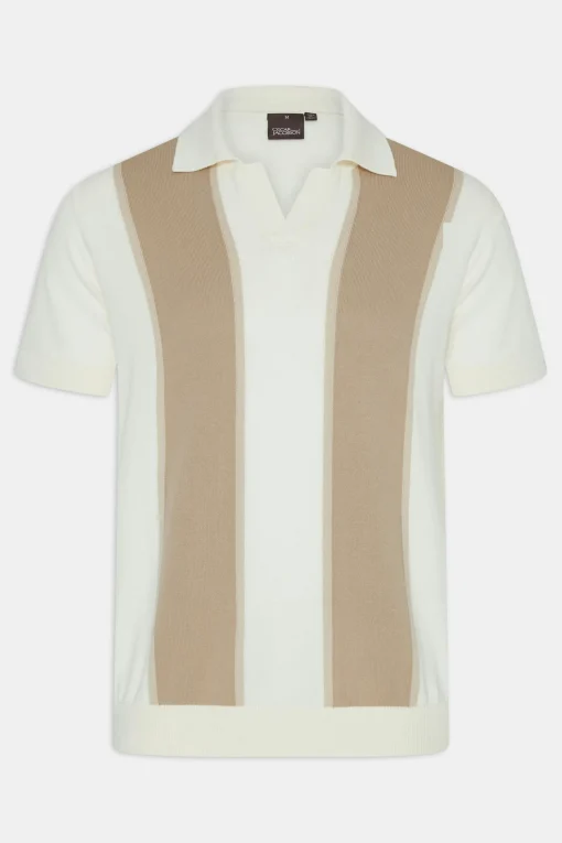 Slim Fit Striped Knit Poloshirt