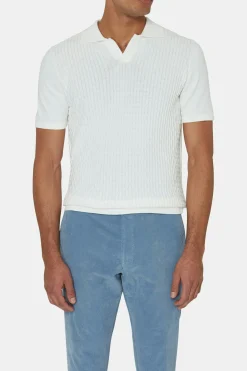 Slim Fit Structured Knit Poloshirt