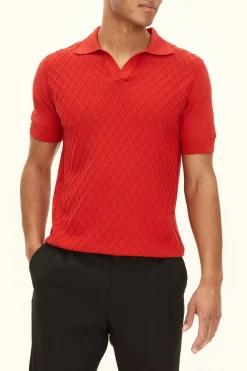 Slim Fit Structured Knit Poloshirt