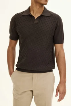 Slim Fit Structured Knit Poloshirt