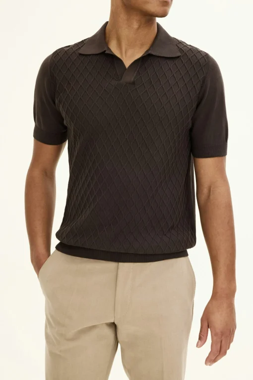 Slim Fit Structured Knit Poloshirt