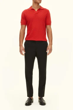 Slim Fit Structured Knit Poloshirt