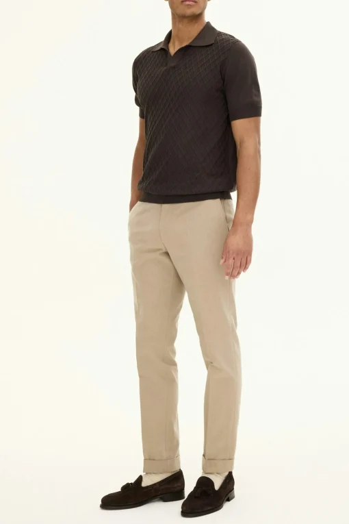 Slim Fit Structured Knit Poloshirt