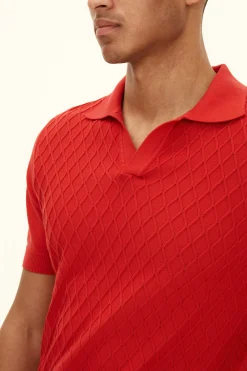 Slim Fit Structured Knit Poloshirt